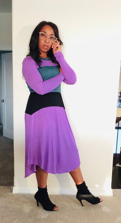 Color Block Dress with Pockets